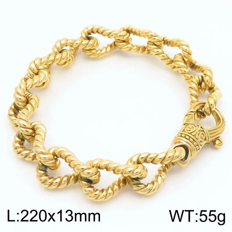 KALEN Fine Jewelry Men Gothic Bracelets Stainless Steel Rope Links Fashion Bracelets Bangles