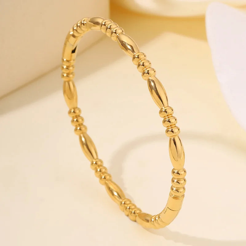 REBEL Stainless Inoxydable Stainless Steel 18K Gold Plated Roman Women Fashion Jewelry Bracelets Bangles