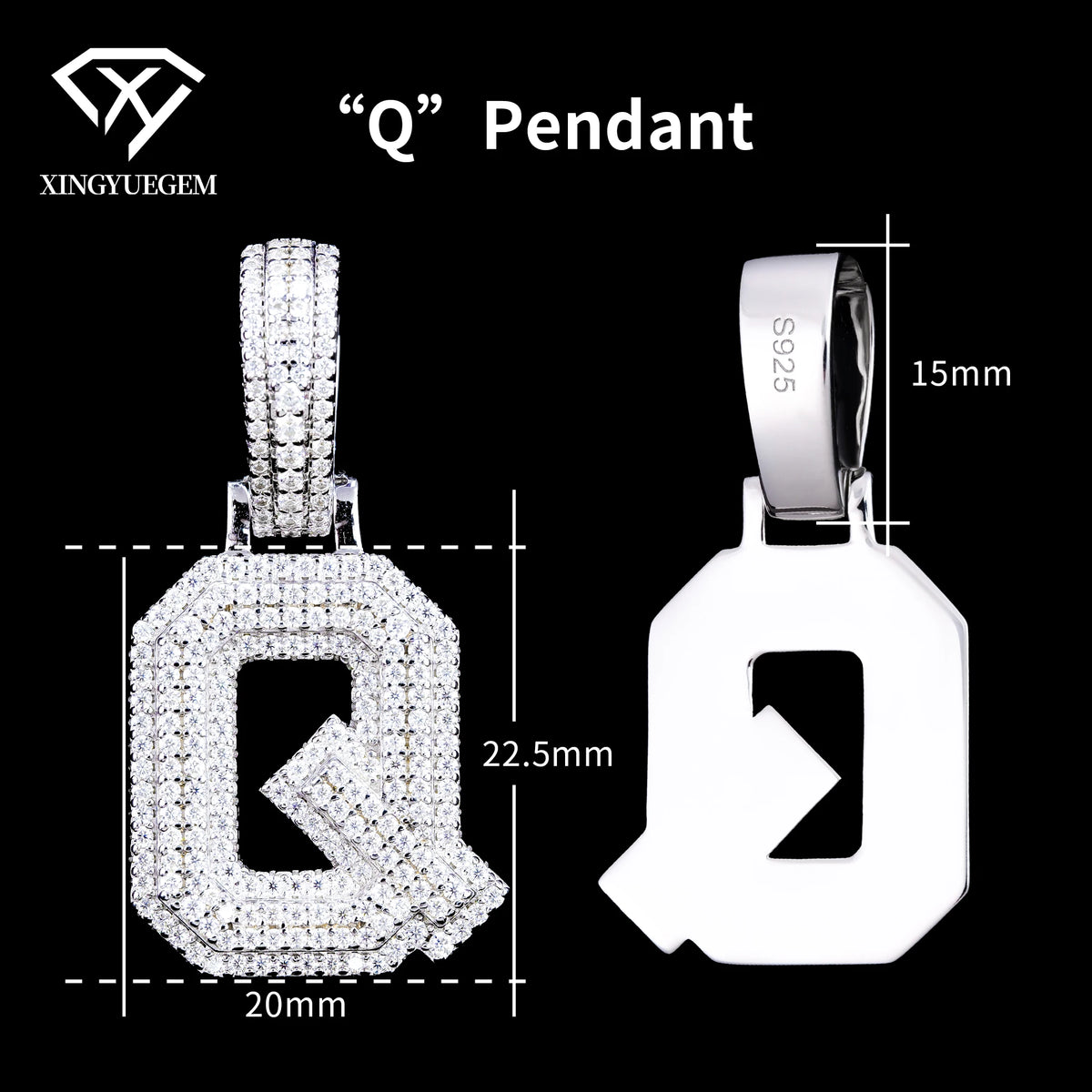 ArtistA Custom Hip Hop Fine Jewelry 925 Sterling Silver White Gold Plated GRA Certified Brilliant Cut Moissanite Pendant