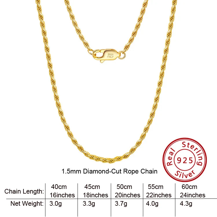 BSC-20 RINNTIN Wholesale 925 Sterling Silver Chains Gold Vermeil Jewelry