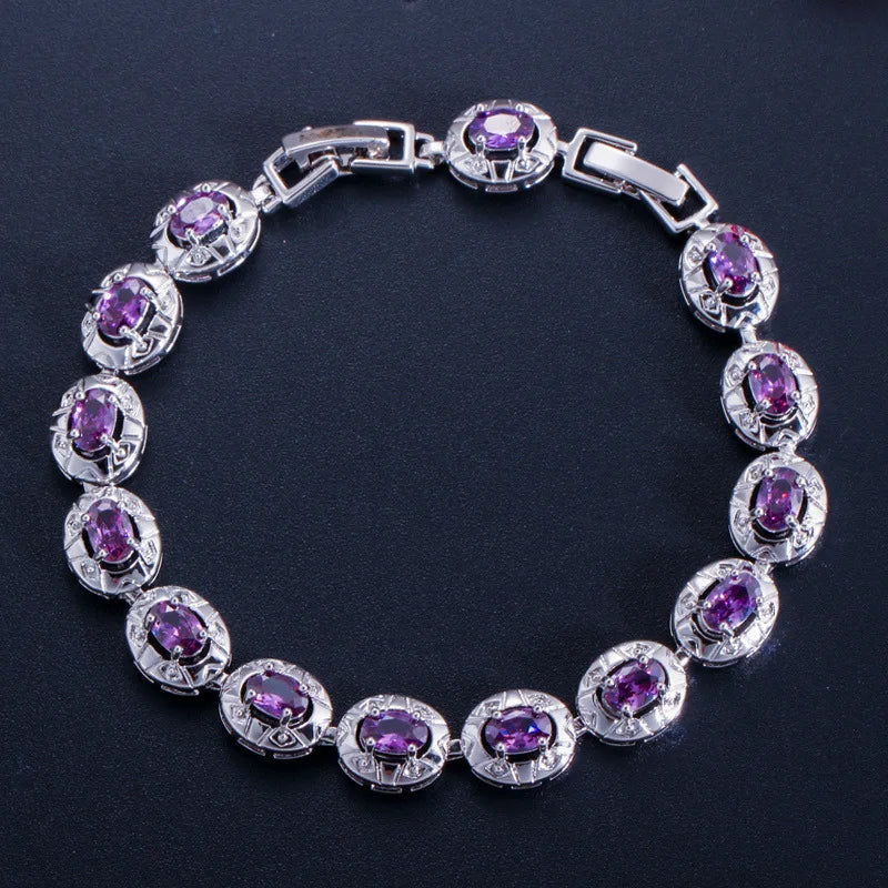 Sming Dropshipping White Gold Plated Brass Birthday Gift Crystal 18K AAA Zircon Fashion New Bracelet