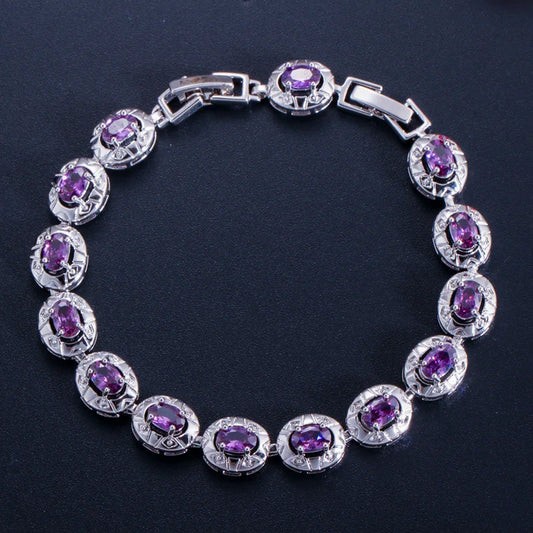 Sming Dropshipping White Gold Plated Brass Birthday Gift Crystal 18K AAA Zircon Fashion New Bracelet