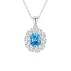 925 Sterling Silver Classic Square Blue Zircon Pendant Necklace | Luxury Blue Stone Clavicle Chain Birthday Gift for Women