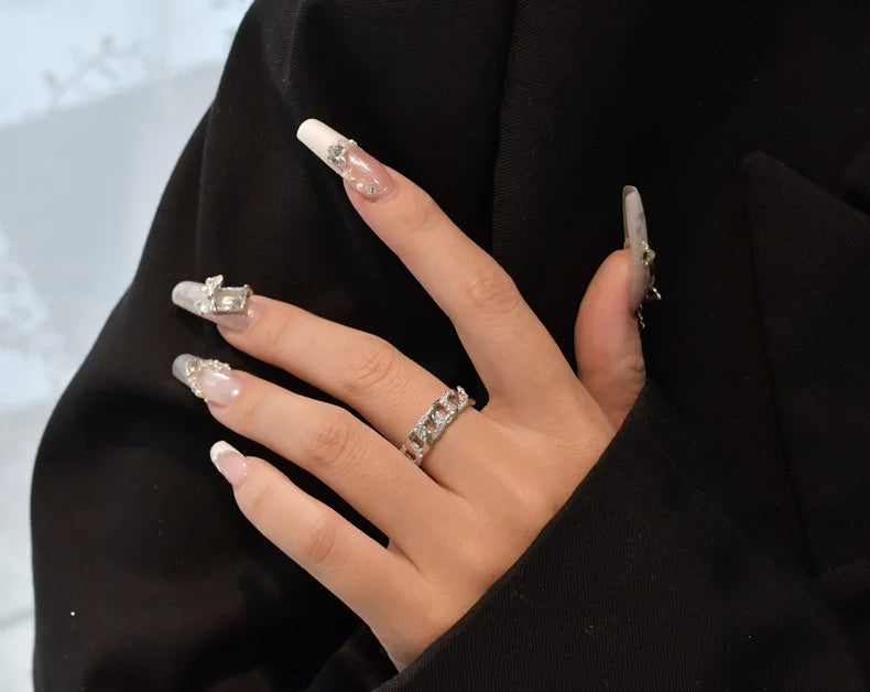 MuShan Jewelry Factory 925 Sterling Silver Original Chain High Carbon Diamond Ring Female Niche Design Personalized Ins Ring