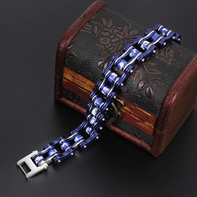 REBEL Motorcycle Biker Chain Men Stainless Steel Link Charm Bracelet