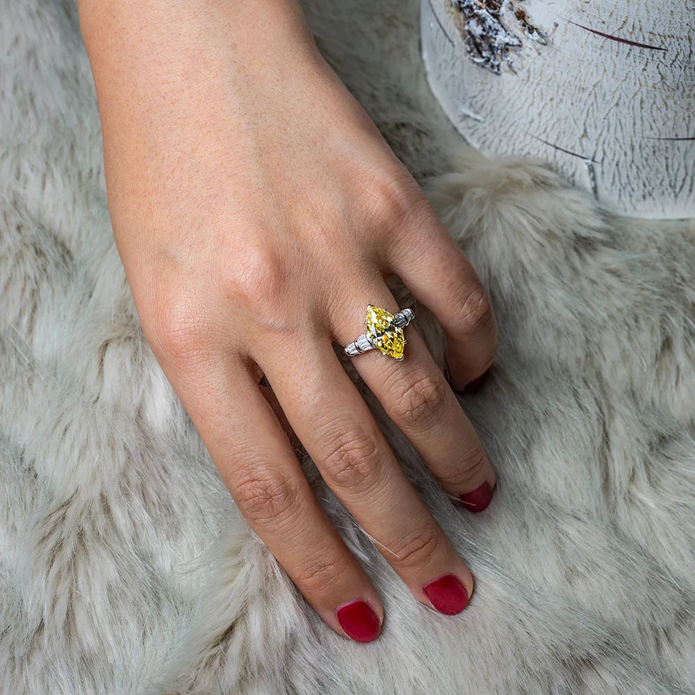 MuShan Jewelry Factory S925 Silver High Carbon Diamond Ring European and American Wish Simple 3 Carat Eye 8*14 Women Ring