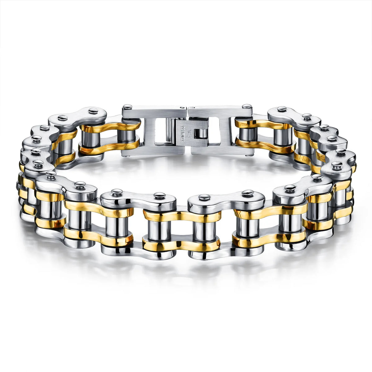 REBEL Export Hip Hop Stainless Steel Bike Chain Bracelet Adjustable Waterproof Gift Ready Men Jewelry Accessory