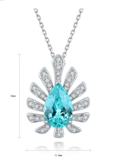 Gemfiori Exquisite 3PCS/Set Luxury Lab Grown Paraiba Bridal Jewelry Ring Necklace Earrings Fine Jewelry Sets for Engagement Wedding Party