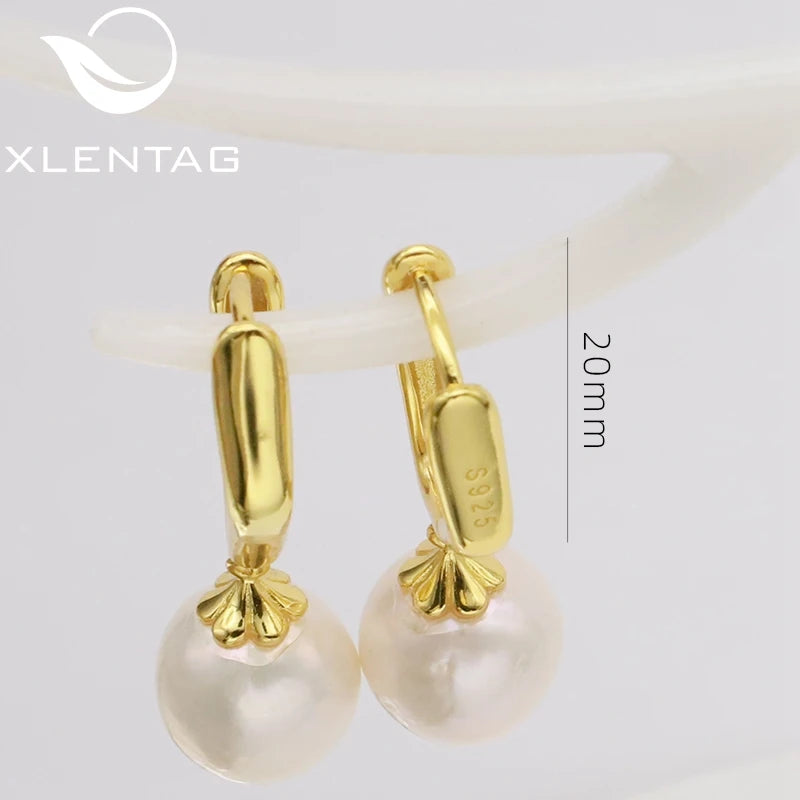 New Fashion 925 Sterling Silver Earrings 18k Gold Plated Freshwater Pearl Pendant Earrings Fine Jewelry for Women