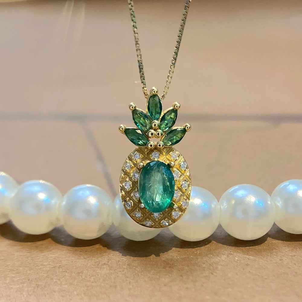 Gioiellieri Natural Green Emerald Jewelry for Women with 925 Sterling Silver Pendant May Birthstone Fine Jewelry Wedding Anniversary Choice