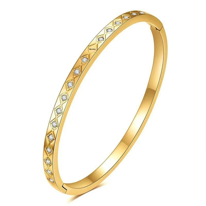 REBEL Stainless Inoxydable Stainless Steel 18K Gold Plated Roman Women Fashion Jewelry Bracelets Bangles