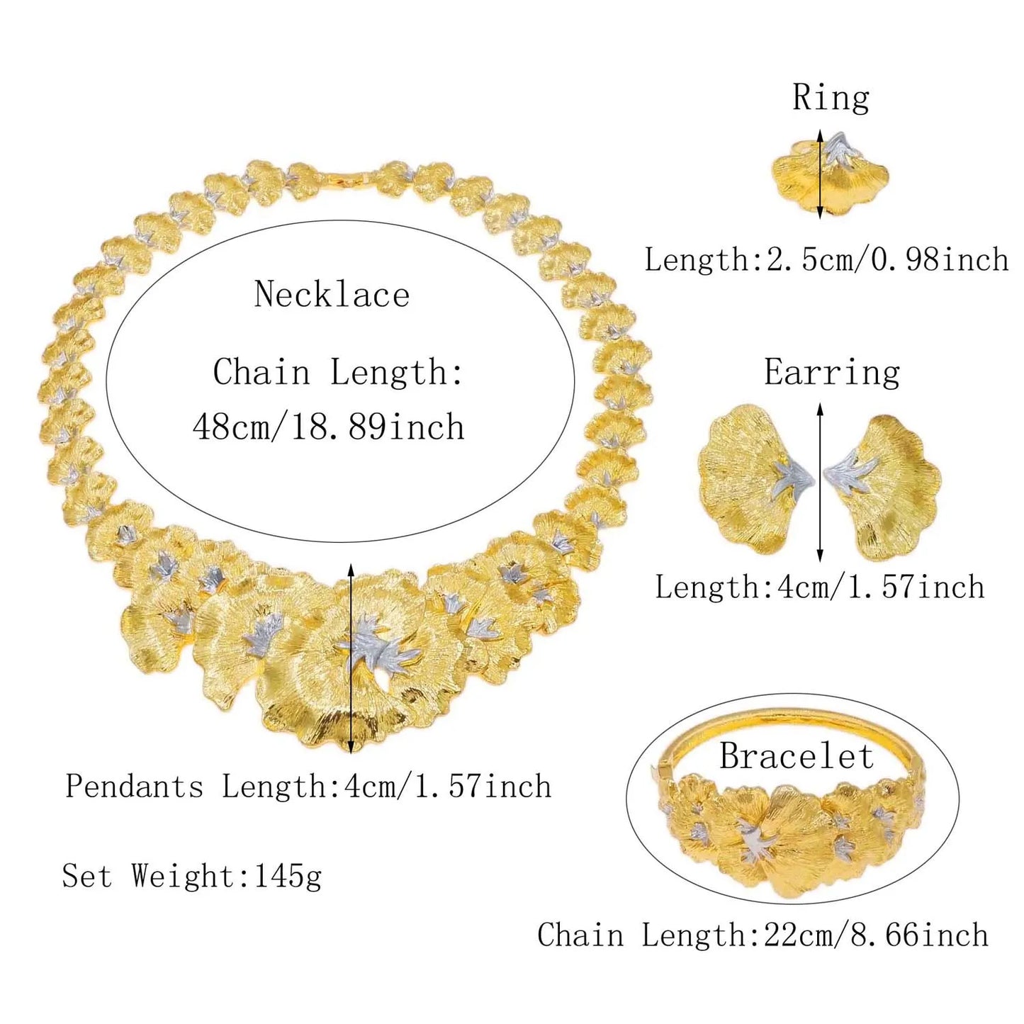 Zhuerrui Italian Gold Flower Jewelry Sets Exquisite Eco-Friendly Alloy Two-color Necklace Set Wedding Party Birthday Gift H00717