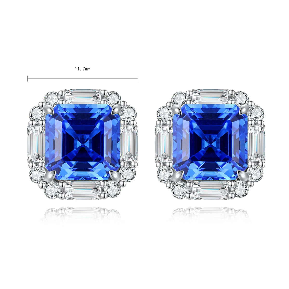 Gemfiori Anster High Quality S925 Lab Grown Cobalt Spinel Earring Stud Dainty Gemstone Stud Earrings for Women Daily Wear Gift