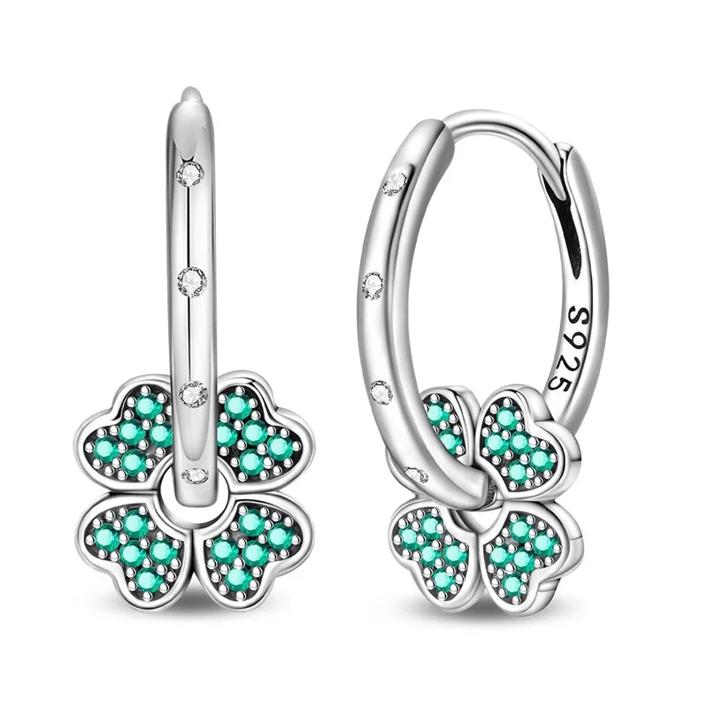 S&S Four Leaf Clover Zircon & Enamel 925 Silver Jewellery | Rings, Earrings, Bracelet & Pendant | S&S Collection