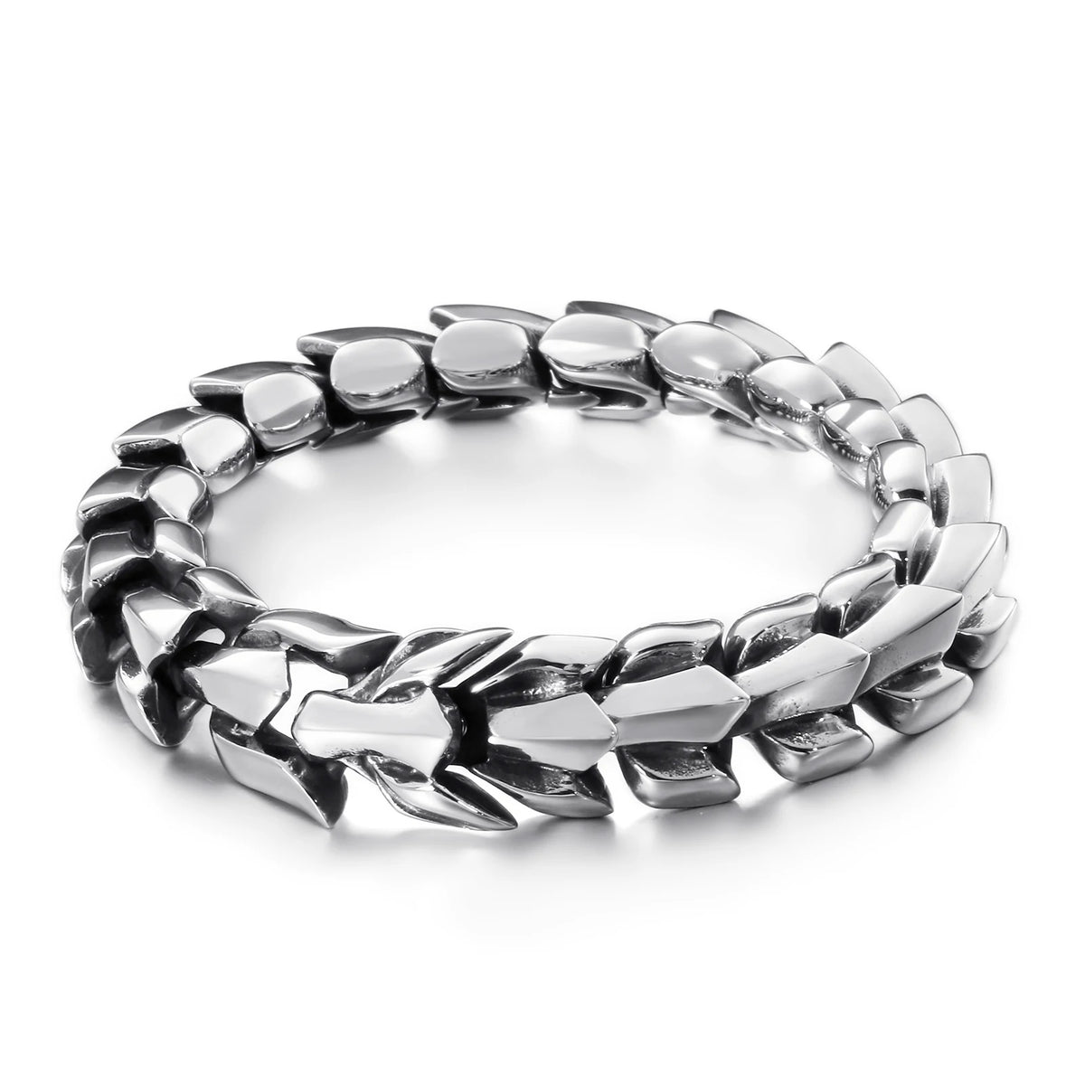 REBEL VIKING Dragon Keel Chain Bracelet – 316L Stainless Steel Silver