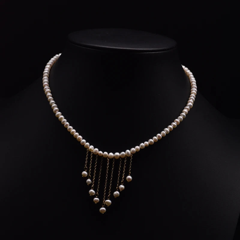 Original Natural Freshwater Pearl Necklace Couple Proposal Copper With 18k Gold-plated Pendant Jewelry