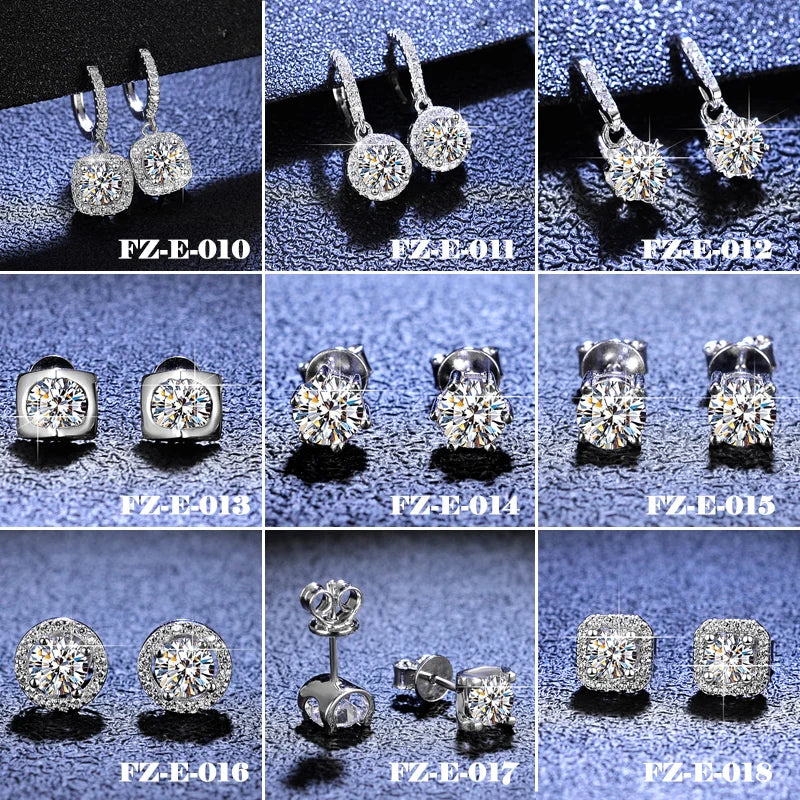 Classic 6.5mm 2ct Moissanite Stud Earrings 6 Prongs Set with 925 Sterling Silver VVS Diamond Moissanite Stud Earrings for Women