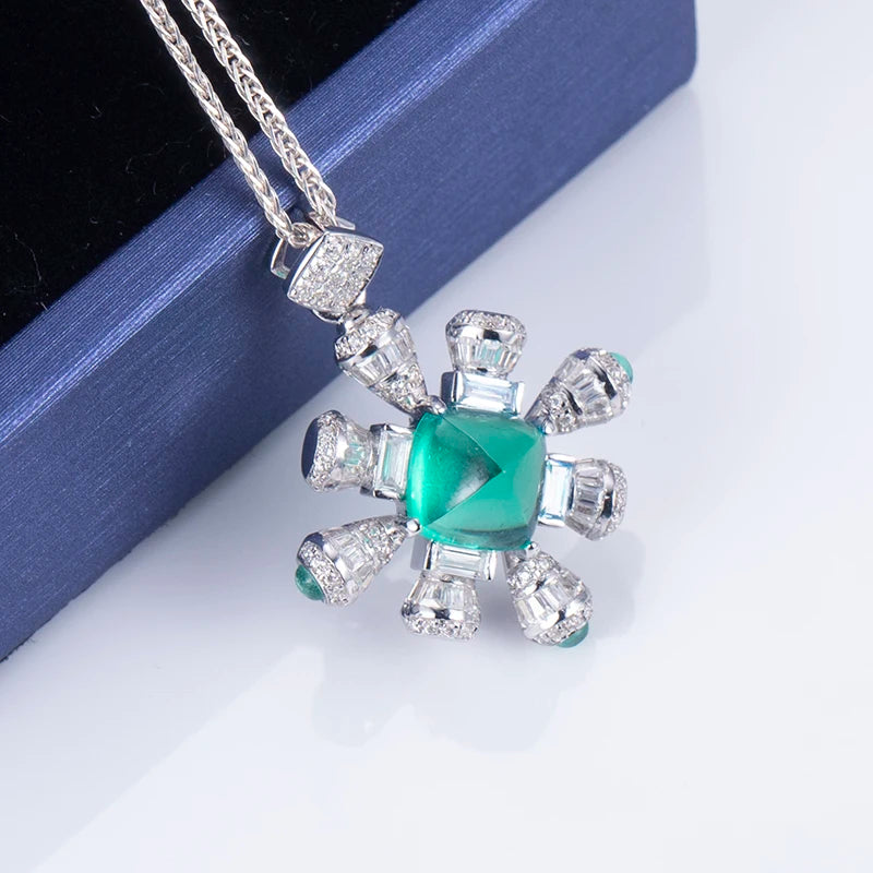 Messi Jewelry  925sliver Moissanite  Lab Emerald Pendant Best  Birthday Gift for Women