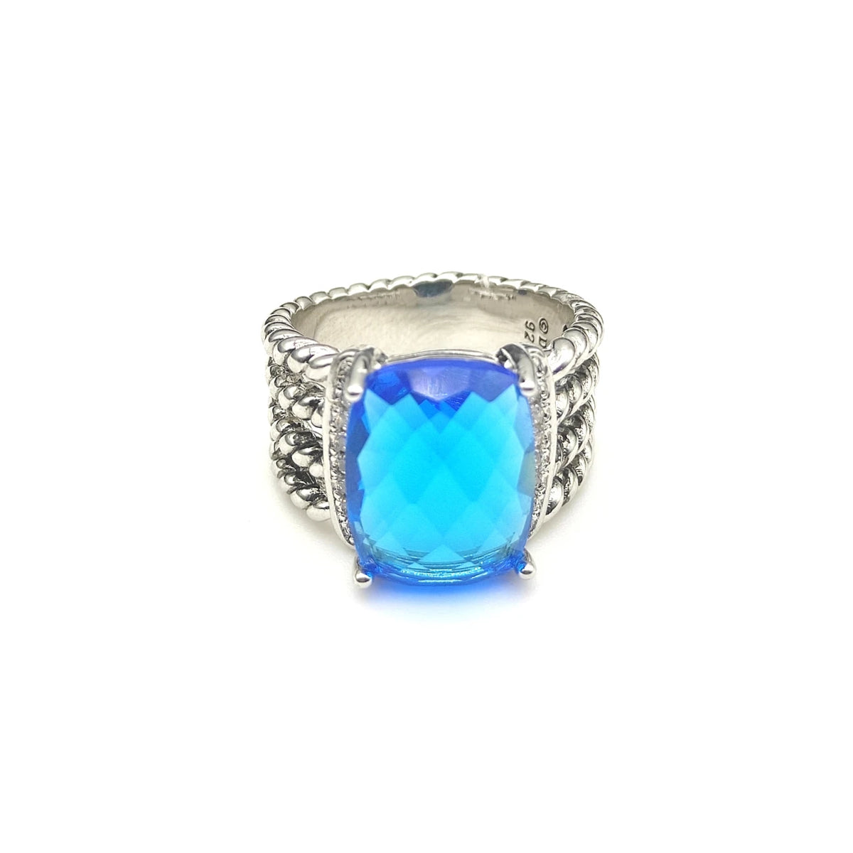 DY High-Quality Silver-Plated Large Full-Diamond Ring, Gold-Plated Large Colored Gemstone Ring, Wholesale Jewelry