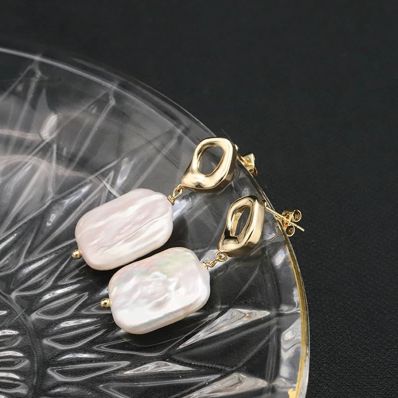 New Jewelry Natural Freshwater Baroque Pearl  Earrings 18K Gold Plated Jewelry Korean Designer Jewelry Earrings Wholesale Bulk