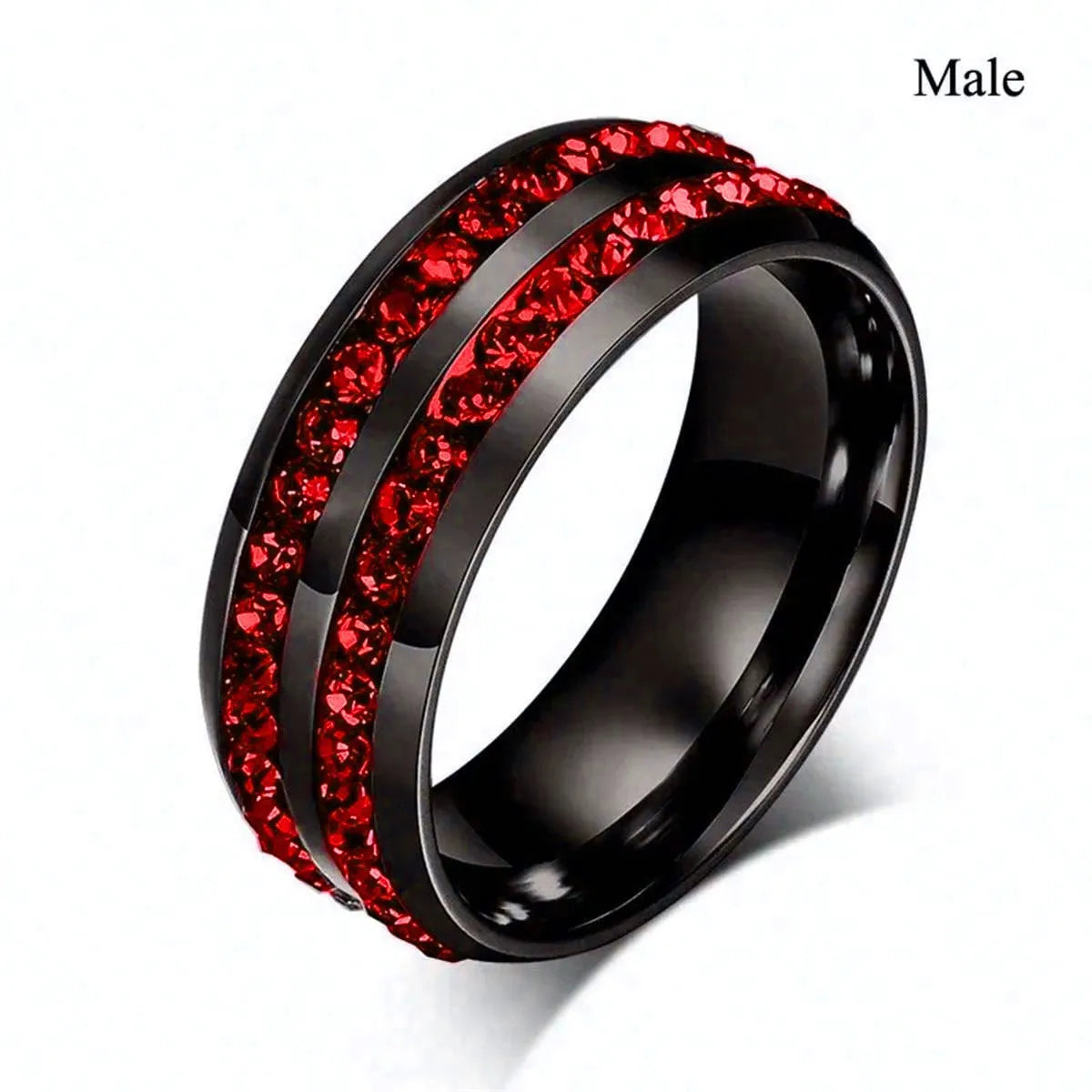 Simple and Stylish Stainless Steel Agate Ring Jewelry Wholesale Black Double-Slot Round Diamond
