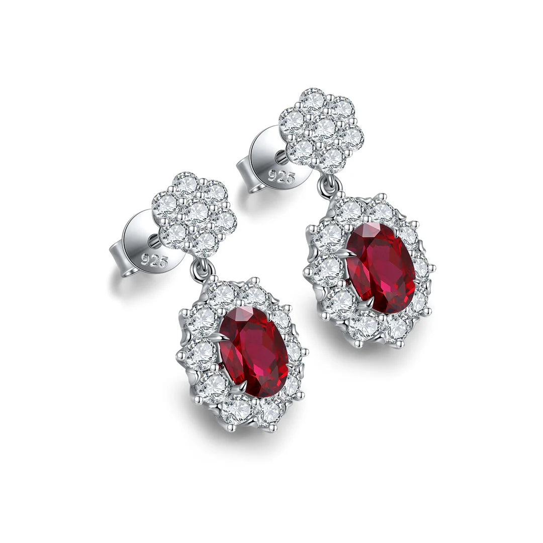 Gemfiori Anster High Quality S925 Lab Grown Ruby Earring Stud Dainty Gemstone Stud Earrings for Women Daily Wear Gift