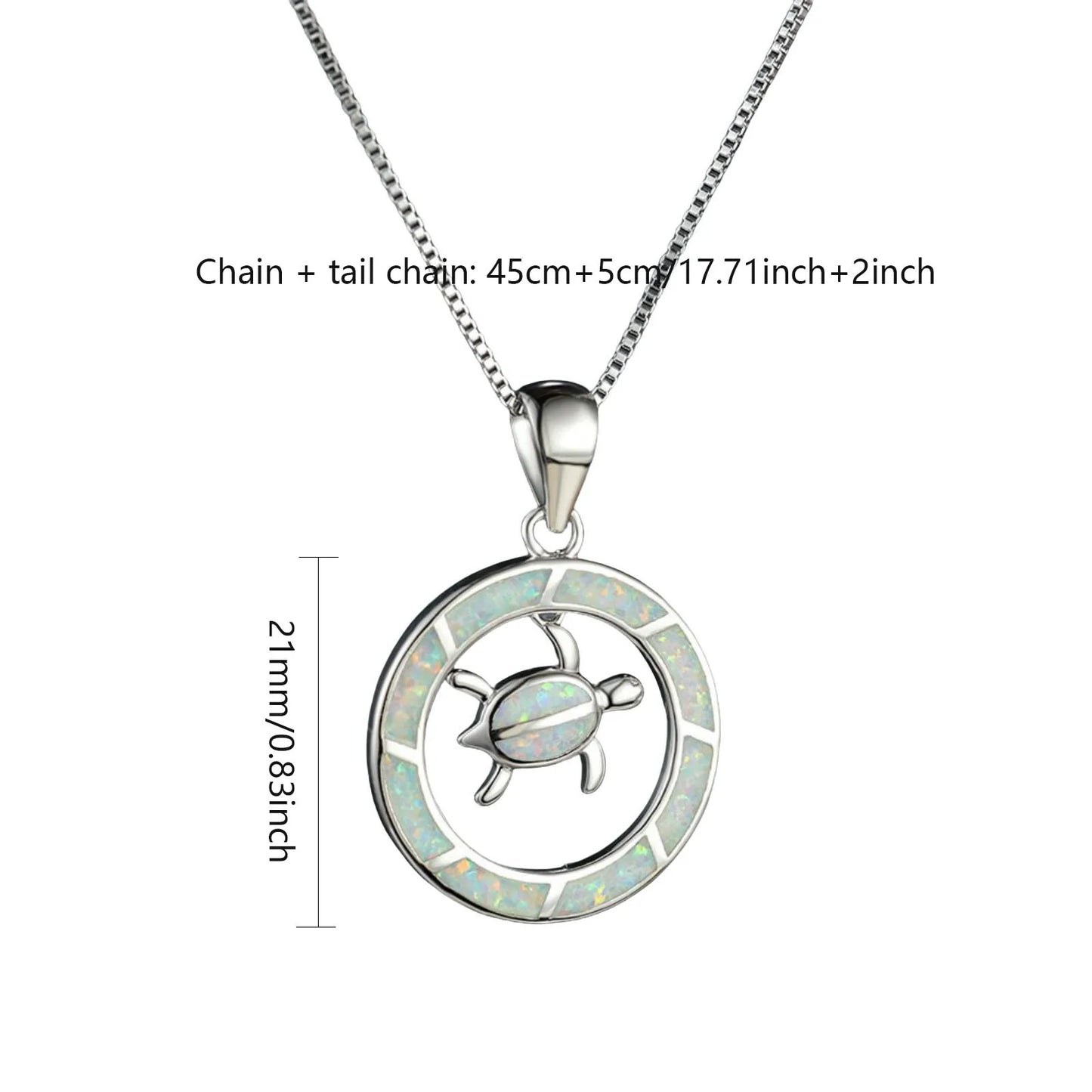 Sparkle Turtle Opal Necklace | Trendy European American Style Blue Gem Sweater Chain