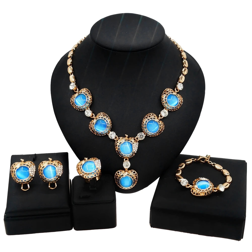 Zhuerrui Very Big Earring Heart I Love You Xoxo Jewelry Sets Tricolor Lovely Women Brazilian Necklace Jewelry Set in Stock