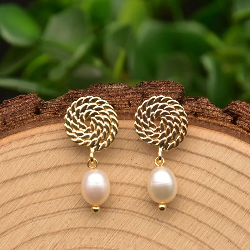 New Jewelry Yiwu Wholesale Gold Plated Natural Pearl Earings Jewelry Women Korean Wholesale Bulk 18K Gold Plated Jewelry