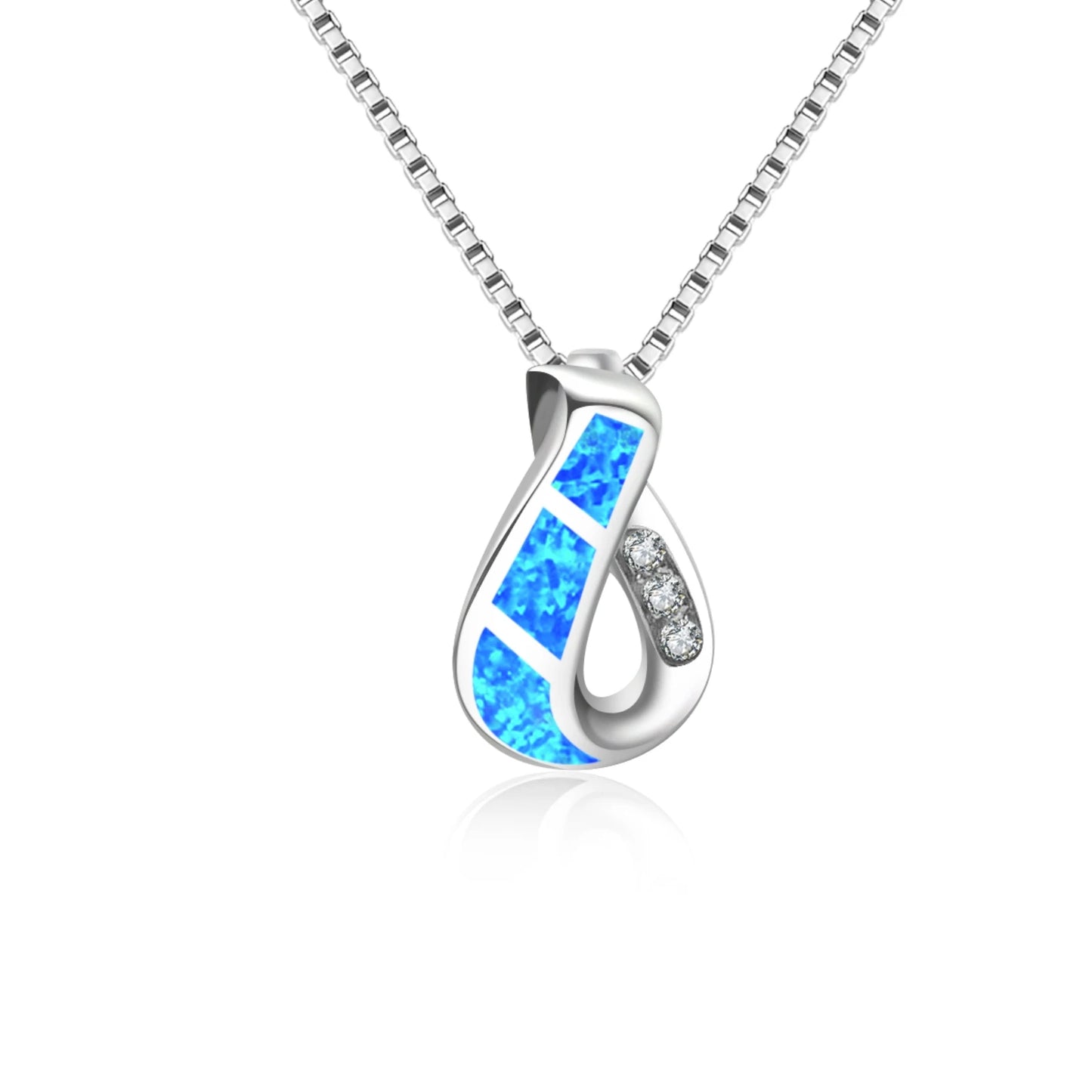 Geometric Opal Copper Box Chain Christian Necklace Aobao Gift