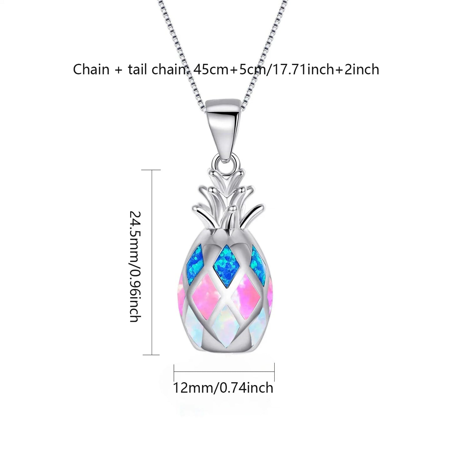 Aobao Pineapple Necklace Pineapple Pendant Copper Alloy Link Chain Opal Necklace Gift