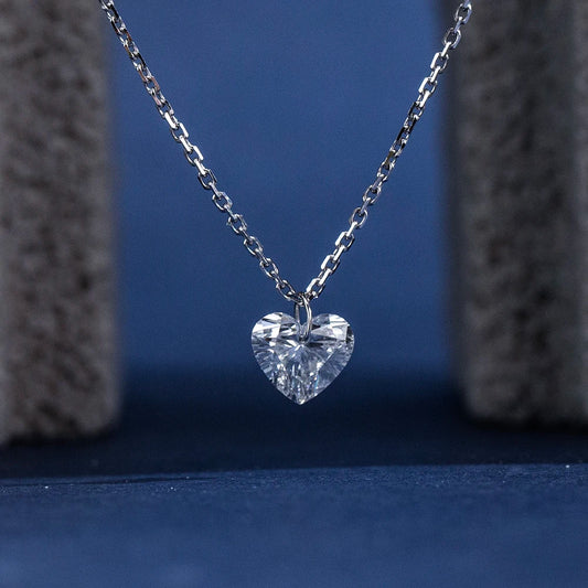 Gemfiori MSN-956 9k with 1ct Loose Heart Lab Grown Diamond Pendant Necklace for Woman Custom Jewelry Valentine's Gift for Girlfriend