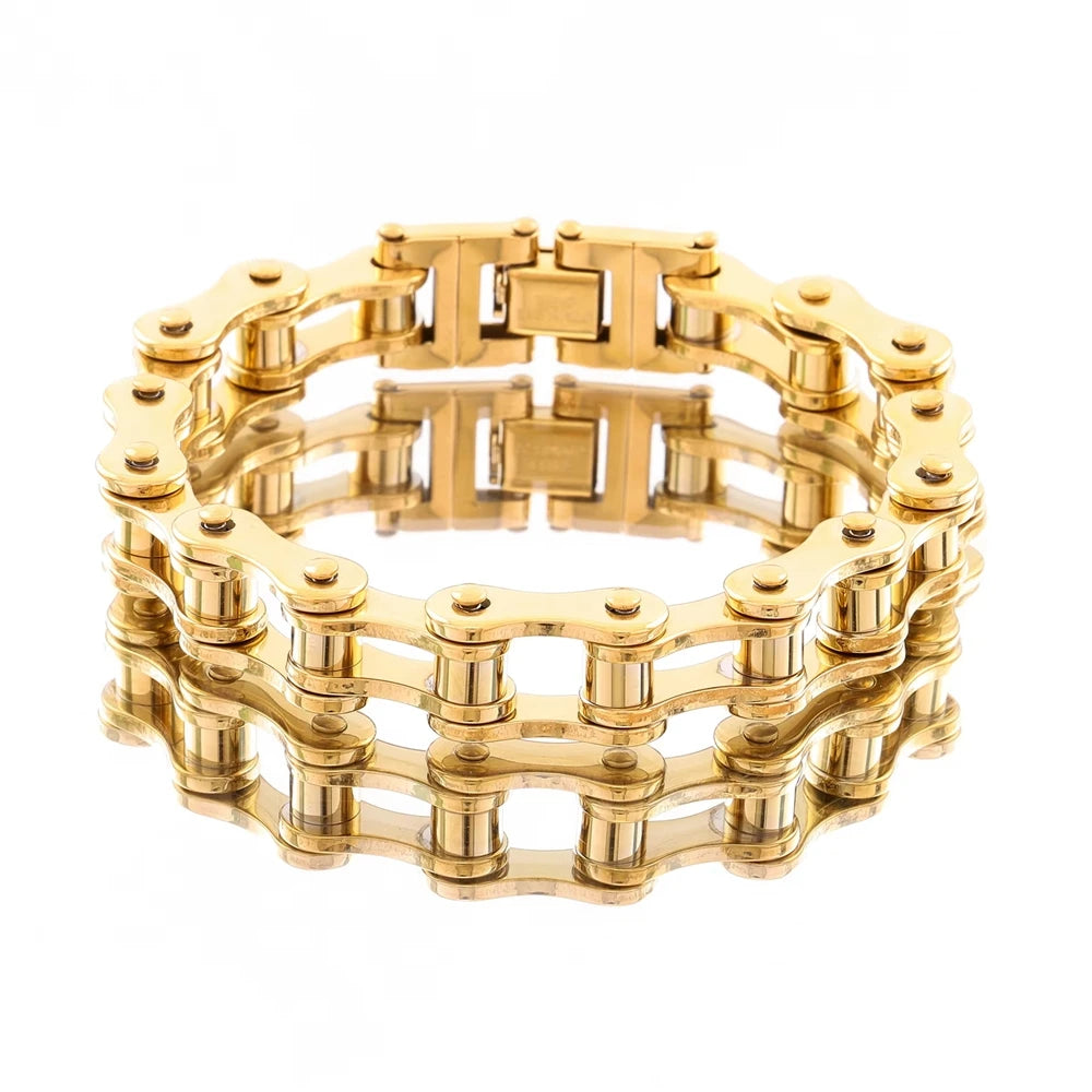 REBEL European American Punk Motorcycle Men's Bracelet Natural Stone Electroplating Rock Personality Chain