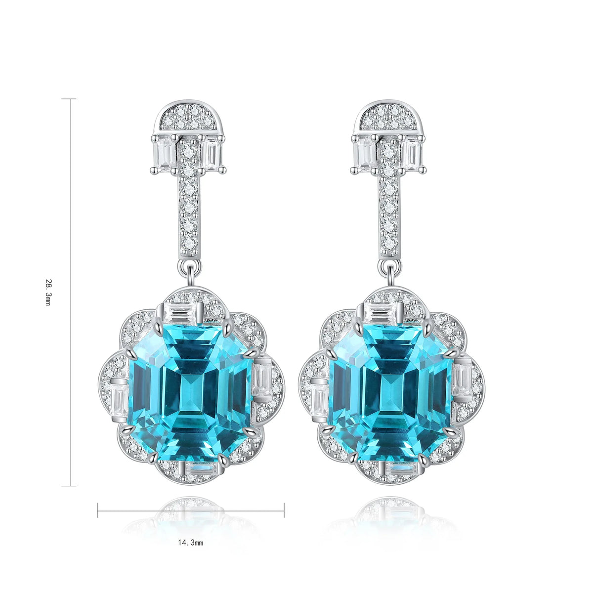 Gemfiori Anster High Quality S925 Lab Grown Paraiba Earring Stud Dainty Gemstone Stud Earrings for Women Daily Wear Gift