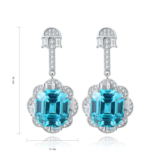 Gemfiori Anster High Quality S925 Lab Grown Paraiba Earring Stud Dainty Gemstone Stud Earrings for Women Daily Wear Gift