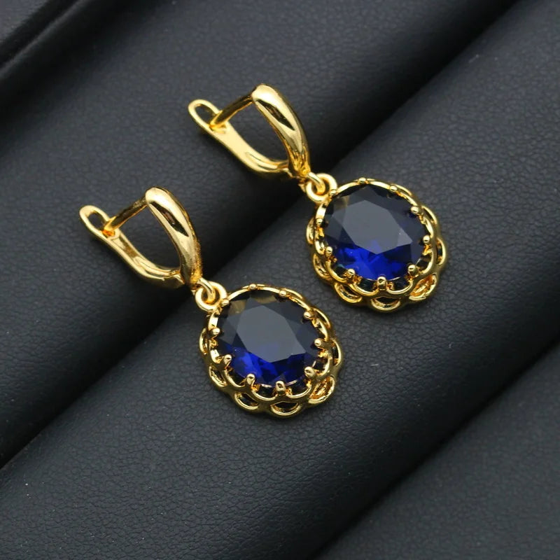 XOTICA Classic Gold Plated Custom Wedding Jewelry Set for Women Includes Earrings Pendant Ring with Zircon Stones for Parties