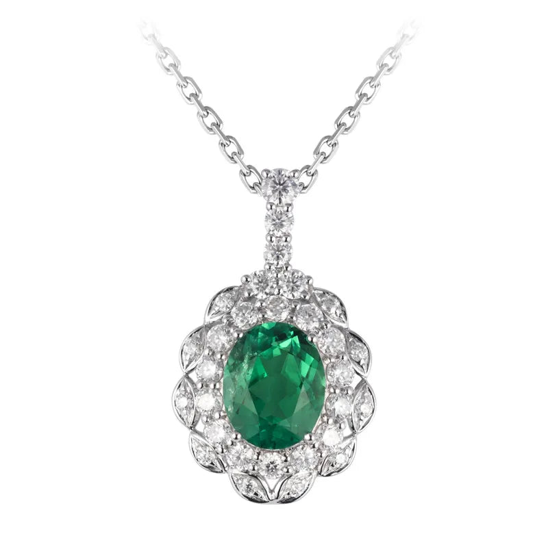 Gemfiori Messi Jewelry Necklace Women Square Pendant Trend Custom Emerald Made Gift White Gold Romantic Party Wedding Necklace