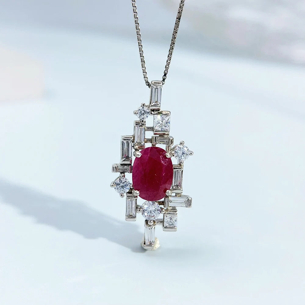 Gioiellieri Ruby Pendant for Necklace with Natural Red Gemstone 925 Sterling Silver July Birthstone Fine Jewelry Luxury Engagement Wedding
