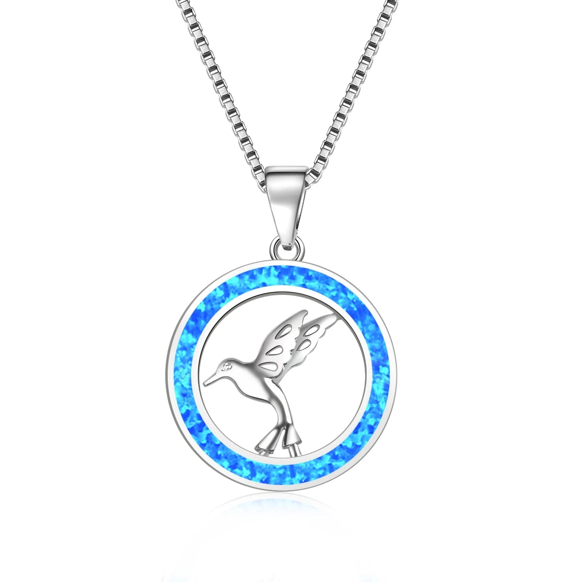 Stylish Bird Pendant Necklace Aobao Opal Inlaid Circle Fashion Jewelry
