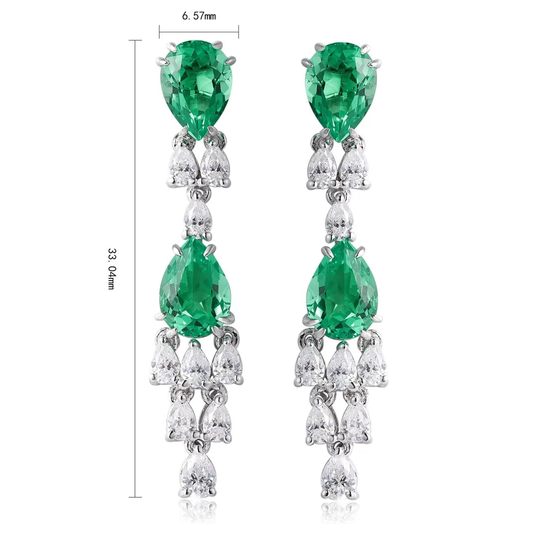 Gemfiori Anster High Quality S925 Lab Grown Emerald Earring Stud Dainty Gemstone Stud Earrings for Women Daily Wear Gift