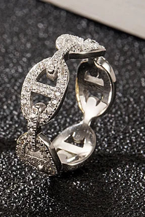S&S 925 Silver Full Diamond Double-D Stackable Ring | Gold & Silver