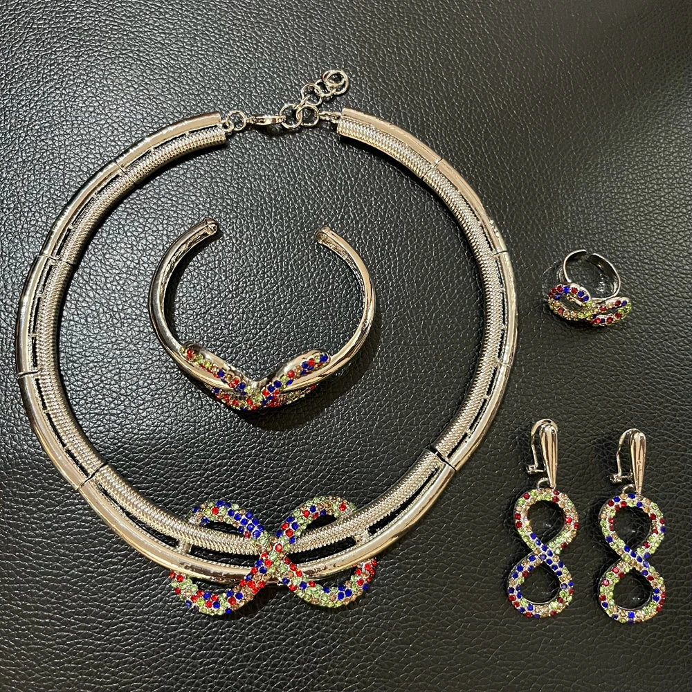 Zhuerrui Hot Sale Butterfly Xoxo Necklace Set Rhinestones Exquisite 4Piece Set Gold Filled Women Bridal Jewelry Set HC21070119
