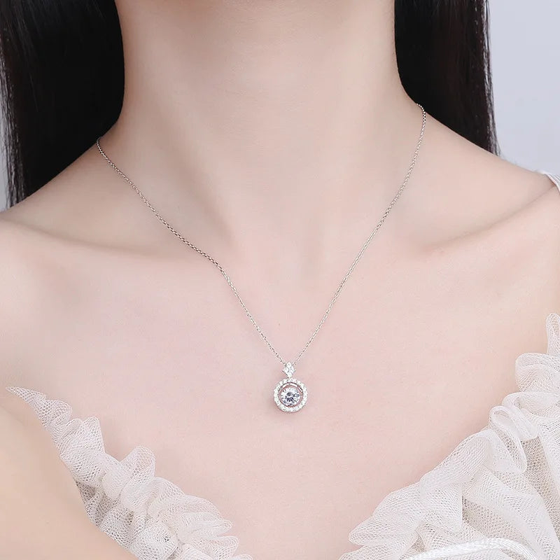 ArtistA Fine Round Cut 1CT VVS1 GRA Dancing Moissanite Earrings Necklace Set 925 Sterling Silver Women Valentines Day Gifts 2026 Jewelry