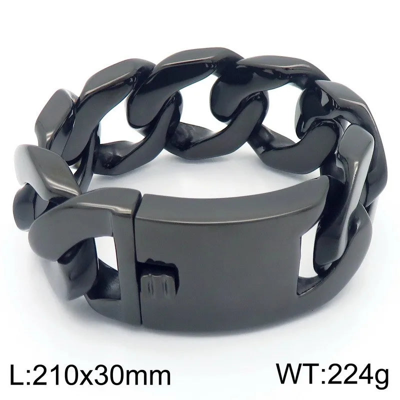 KALEN Bold Vintage Men Hip-Hop Stainless Steel Fashion Jewelry Bracelets Huge Cuban Link Chain Bracelet