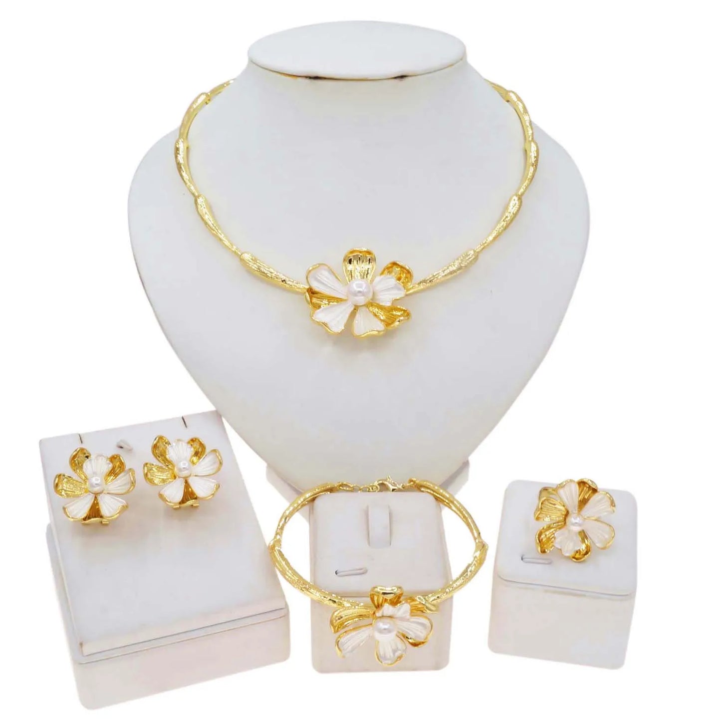 Zhuerru Italian Gold Plated Jewelry Set Simple Cheap Necklace Bracelet Jewels Sets Available Bridal Wedding Gifts HV000742