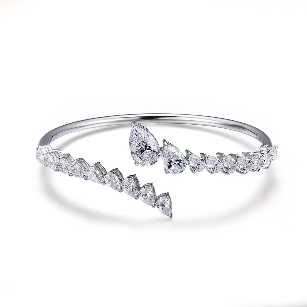 Gemfiori Messi Customization 18K White Gold CVD HPHT Pear Lab Grown Diamond Jewelry Earring Necklace Bracelet Ring Set