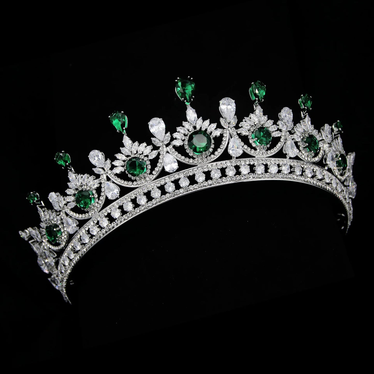 Elegant Luxurious Cubic Zircon Crown Hair Accessory Women's Headdress and Statement Headpiece for Bride Wedding and Pageants