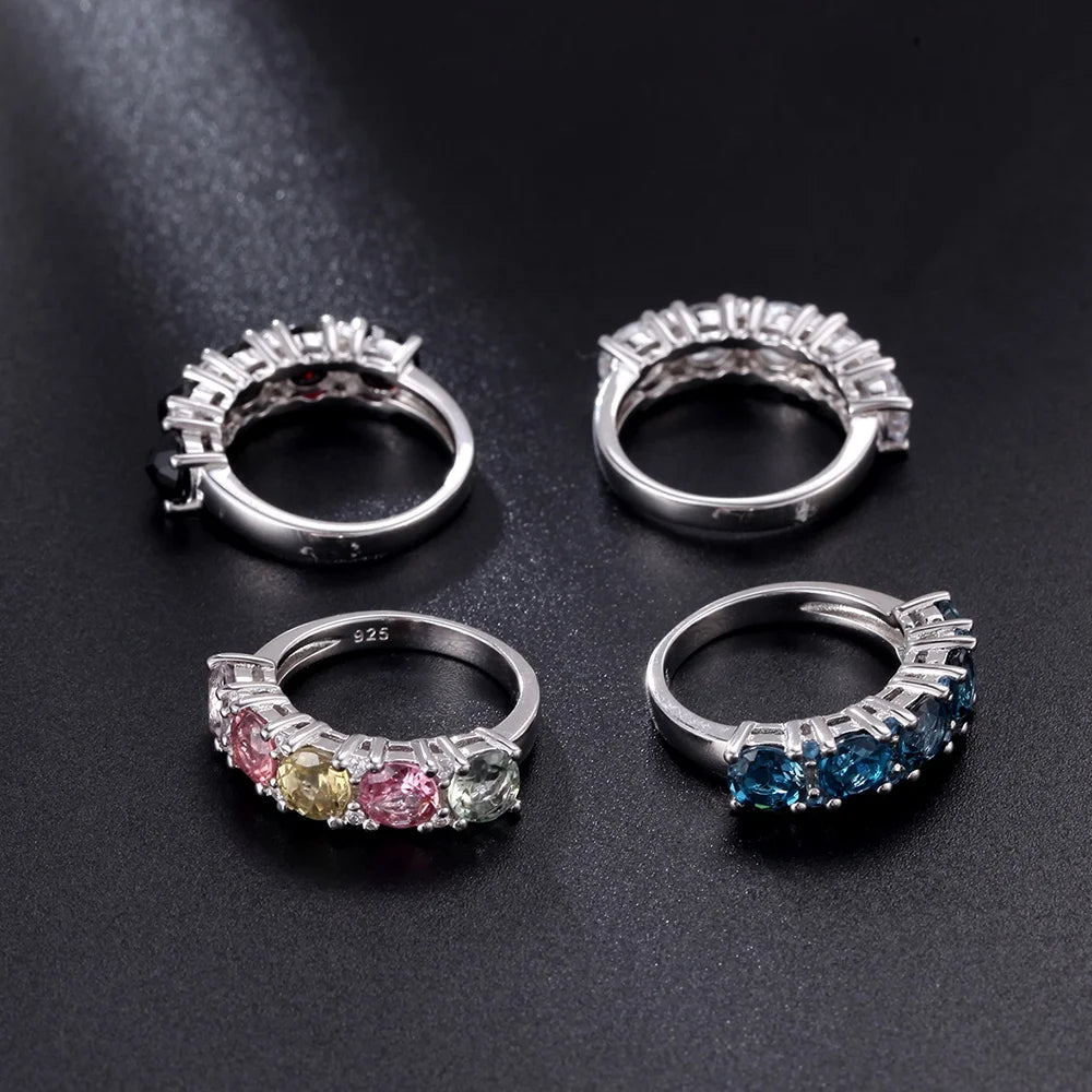 ArtistA W0405 Abiding High Quality Natural Gemstone Peridot 925 Sterling Silver Half Eternty Band Ring