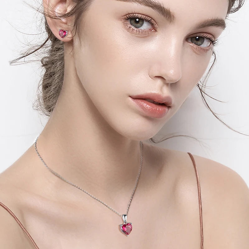REDheart RINNTIN SAPN02 Romantic Jewelry Birthstone Crystal Necklace 925 Silver Necklace for Women Pendants Charm Collier Collana Stone