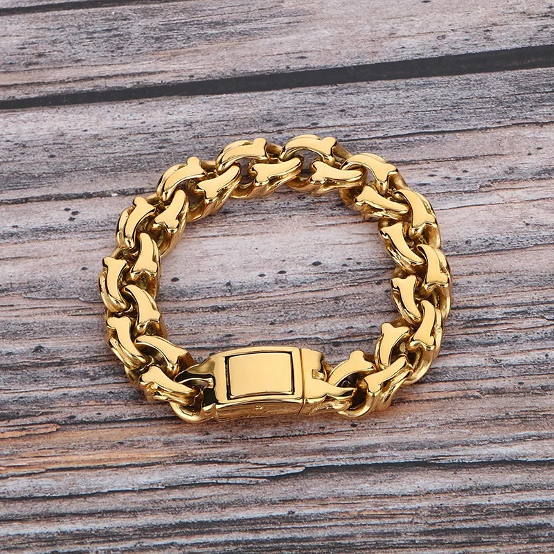 KALEN Men Vintage Matte/Polished 230mm Stainless Steel Avant-Garde Links Bracelet